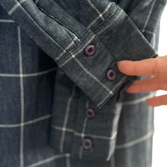 Madison & Park Weekend Shirt Dress Women's Small Tie Front Windowpane Blue White - Picture 4 of 7